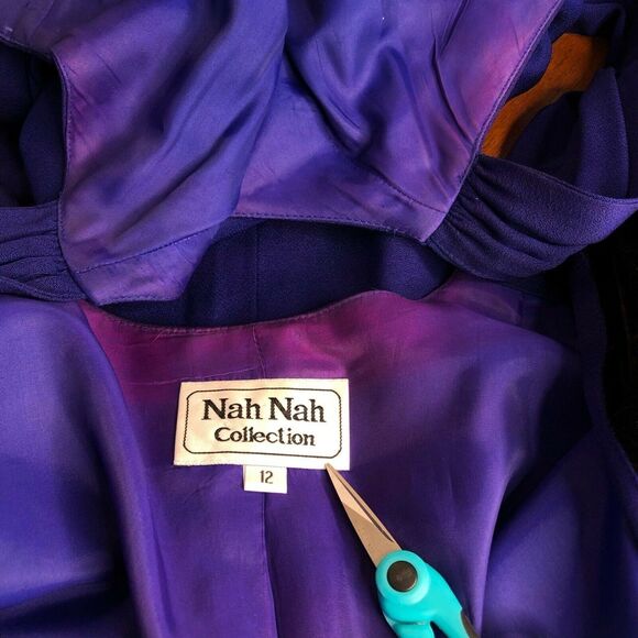 Nah Nah Evening Jacket Dress Sequin Trim Purple Size 12 Knee Length - Picture 12 of 12